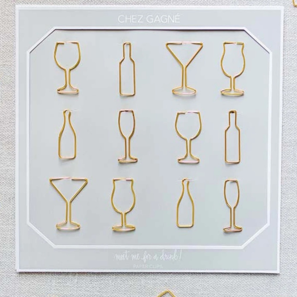 Gold Cocktail Paper Clips - Wine, Martini, Champagne NWT